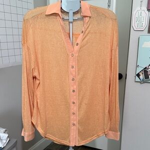 Listicle Women's Orange Button-Down Shirt